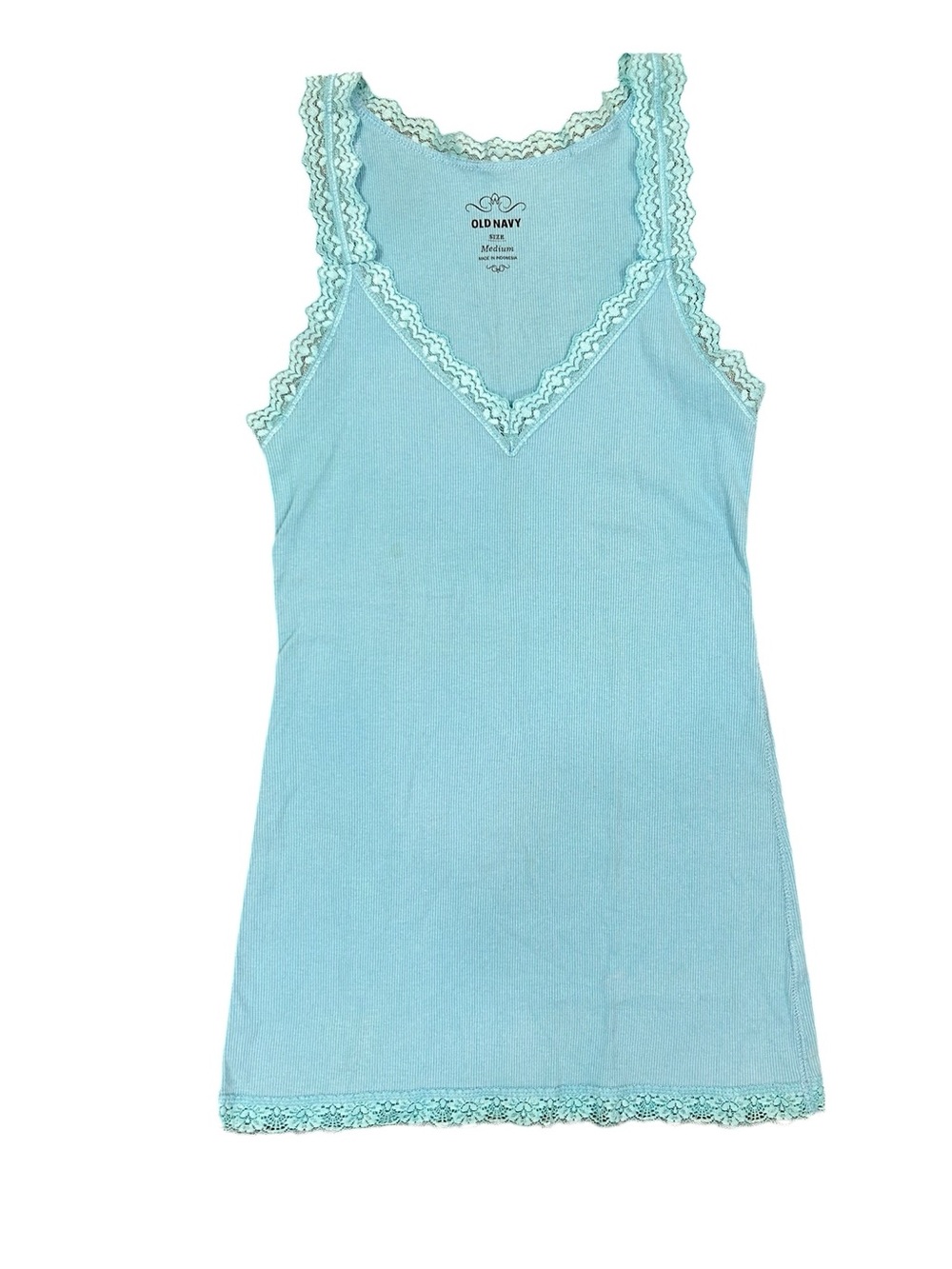Old navy Blue lace v- neck tank top cami, size medium